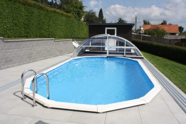 Cranpool Royal Swimmingpool mit offener Überdachung Cabrio Dom Klassik