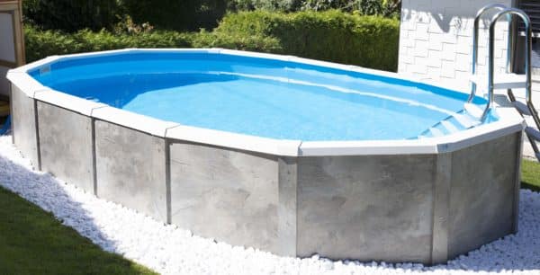 Aufstellbecken oval, Kiesumrandung, Cranpool, Pool, Schwimmbad, Schwimmbecken