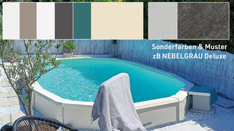 Ovales Pool mit allen Sonderfarben für Pool Verkleidungen Cranpool