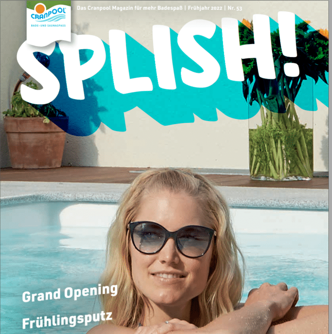 splish, Cranpool, Frühling, Frühjahr, nächste Badesaison, Cranpool Newsletter, Sommer, pool, Schwimmbad, Frühjahr, Frau in pool, Cranpool, Schwimmbad. Graten, Sommer, schwimmen