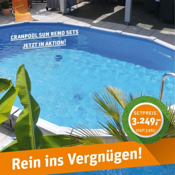 Cranpool Sun Remo Aktion Schwimmbecken zu Bestpreisen, Schwimmbäder zur Selbstmontage für preisbewusste Heimwerker