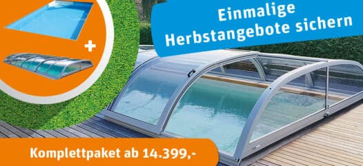 Herbstaktion, Cranpool Aktion, einmalige Herbstangebote, Herbstangebot Pool, Pool mit Überdachung, Komplettpaket Styroporsteinpool