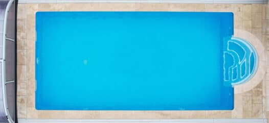Heimwerker Pool Cranthermo, Cranthermo, Rechteckbecken von oben, Pool Vogel Perspektive, rechteckiges Swimmingpool