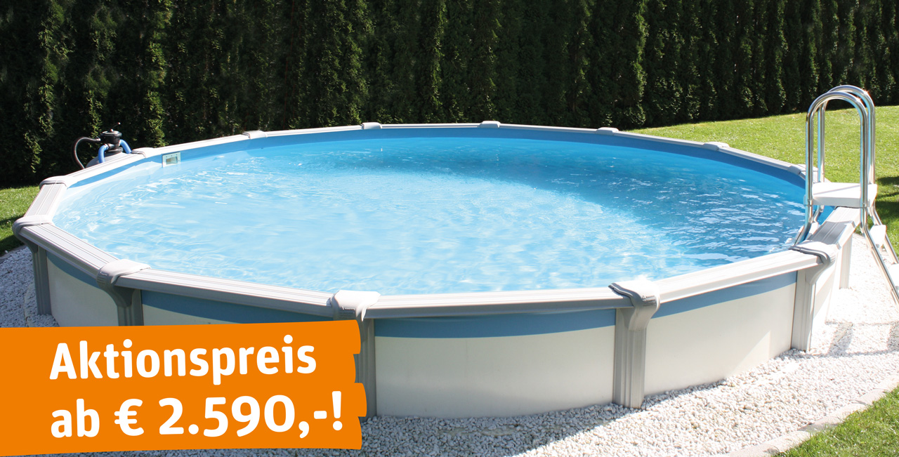 Aktionspreis Aufstellbecken Rimini; Stahlmantelbecken in Aktion, Pool Aktion