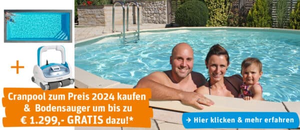 Pool Aktion, jetzt Pool kaufen und kostenlosen elektronischen Pool Sauger gratis beim erfahrensten Poolanbieter Österreichs