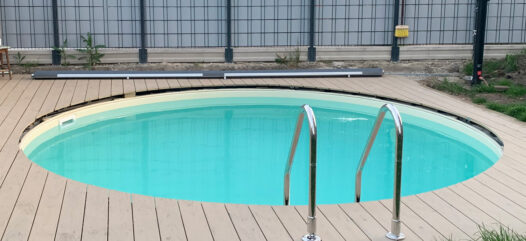 Rundpool Miami mit Holzdeck und Leiter