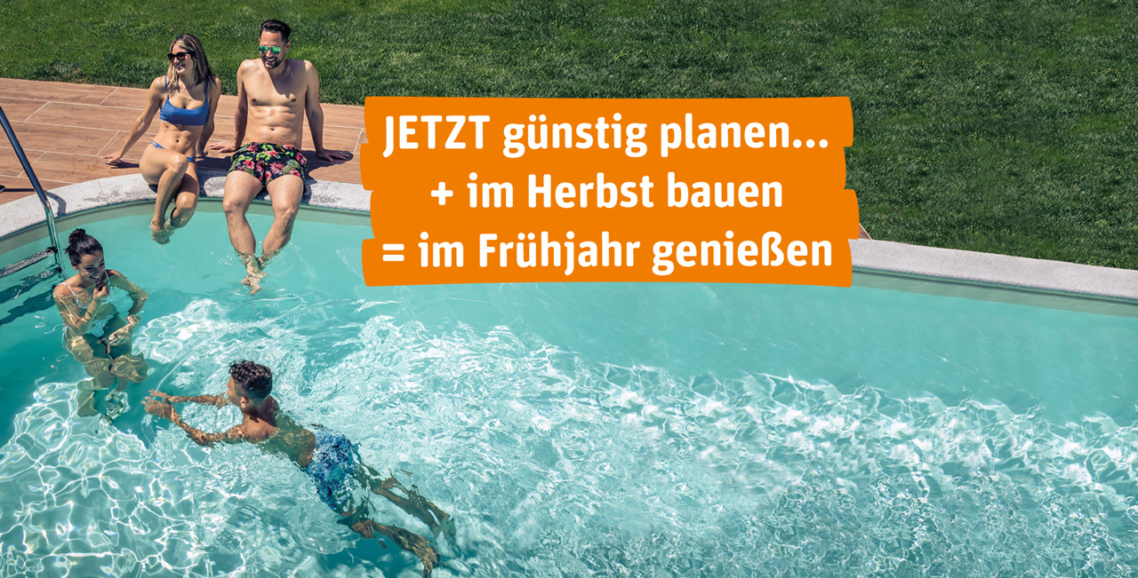 Badende am eckigen Pool - Herbstaktion 2025