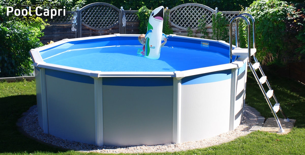 Rundes Aufstellbecken mit Leiter und Flipper