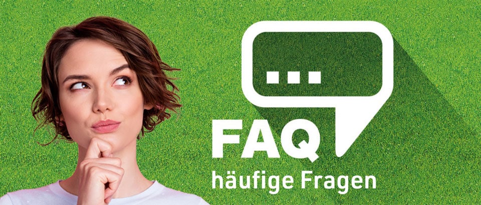 Frau schaut fragend, daneben Sprechblase mit dem Text FAQ – Häufige Fragen
