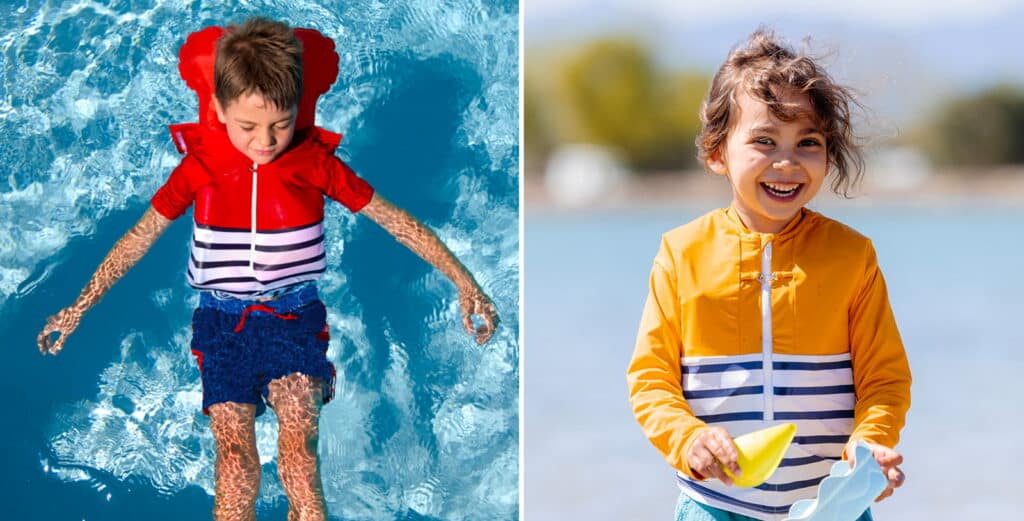 2 Kinder im Floatee Anti-Ertringen Shirt