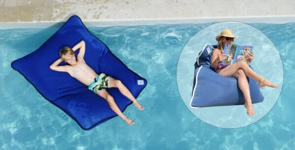 Wasserfester Pouf im Pool und als Sitzsack