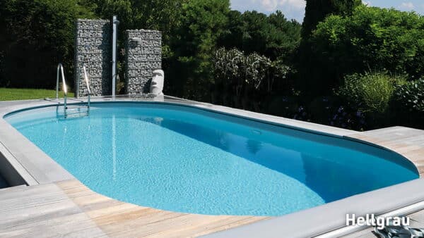 Ovales Pool mit Folienfarbe HELLGRAU