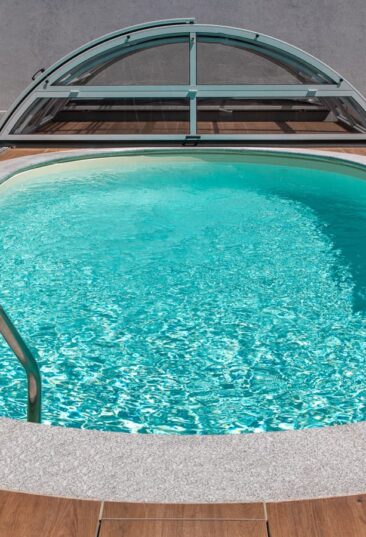 Ovales Pool mit Folie in der Farbe SAND