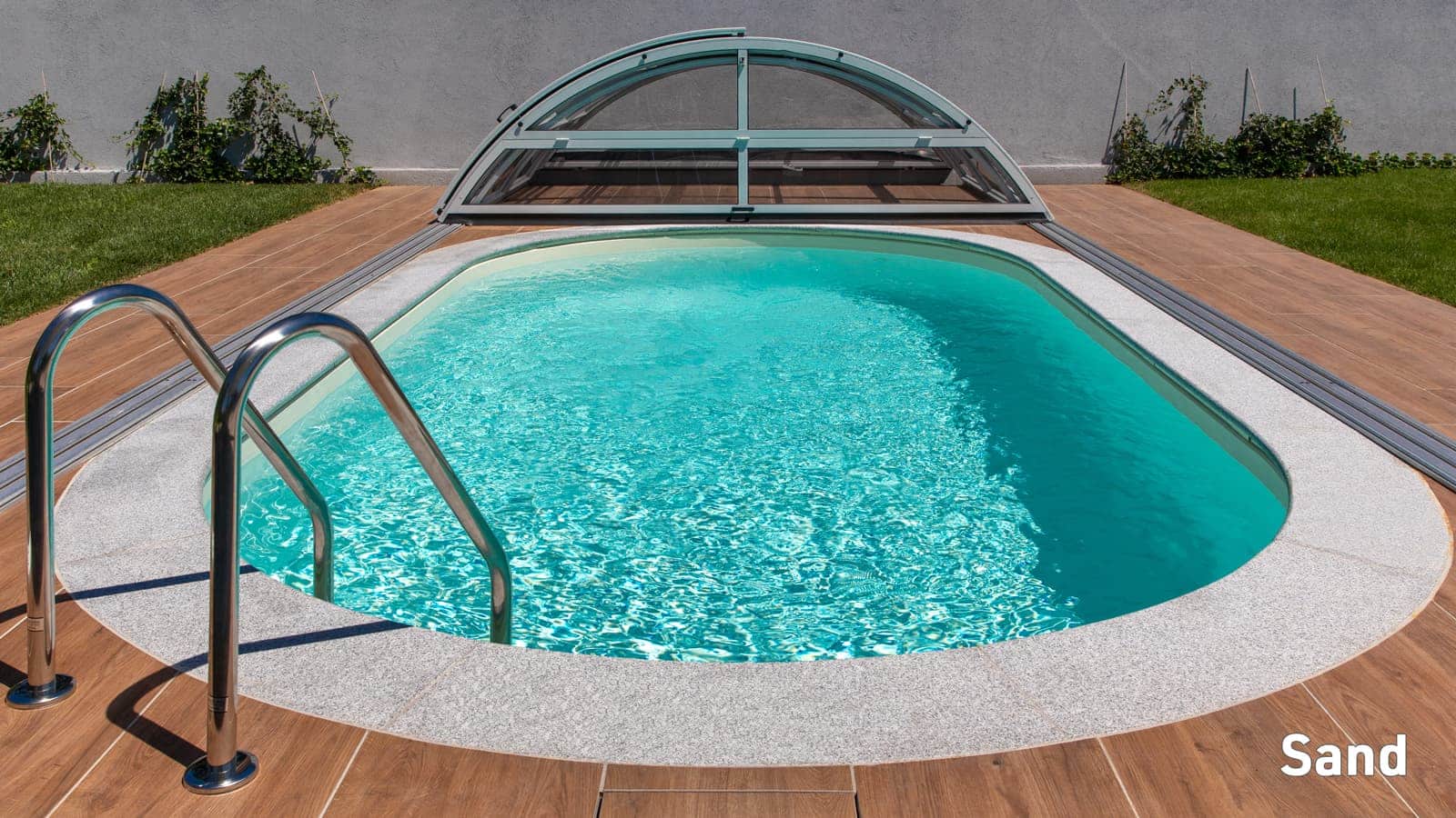 Ovales Pool mit Folie in der Farbe SAND