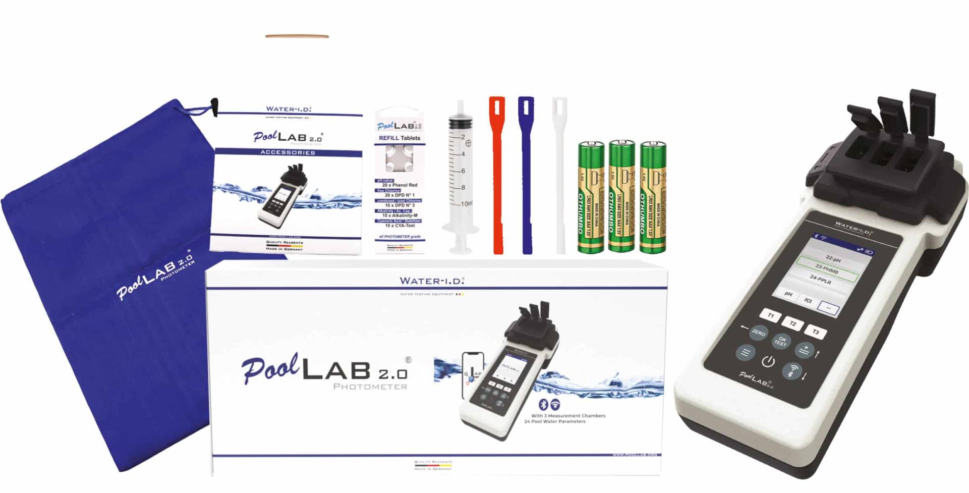 Poollab Wassertester von Cranpool Wassertesten wie ein Profi - mit dem Pool Lab 2.0 inklusive Zubehör